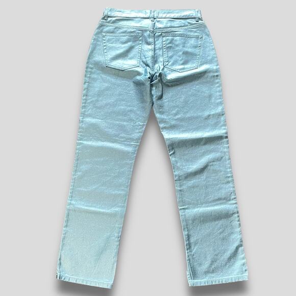 ASOS METALLIC Y2K RETRO VIBES BLUE BUTTON FLY JEANS STRAIGHT SIZE 30 32 - Picture 8 of 14